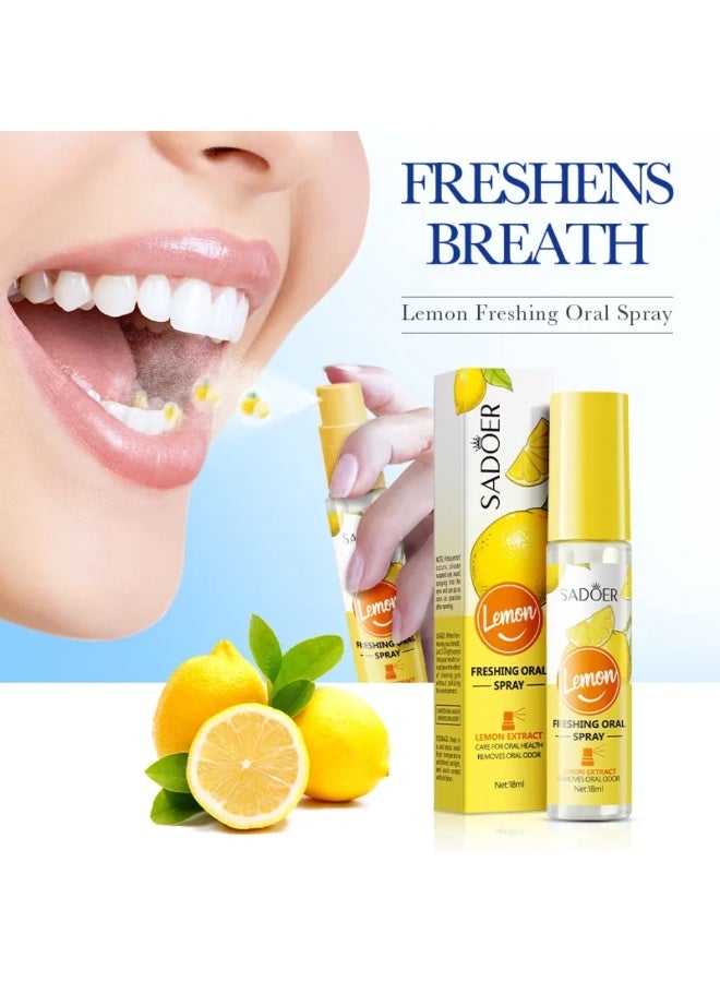 SADOER Breath Freshing Oral Spray Lemon 18ml, Multi Effect Fresh Oral Spray, Breath Freshener Mouth Spray For Breath Freshening, Mouth Spray Bad Breath Removal Oral Spray Making You Feel Refreshing and Smell Good - Image 2